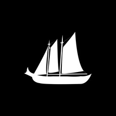 illustration sailboat in ocean silhouette