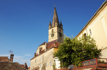 Fototapeta na wymiar Gothic Style Cathedral In Sibiu Center, Romania