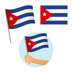 Cuba flag in hand