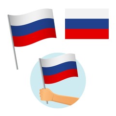 russia flag in hand