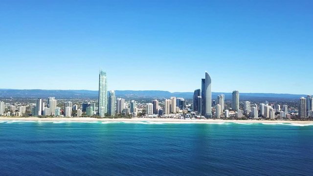 An aerial view of Surfers Paradise on the Gold Coast, Australia