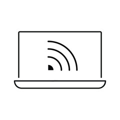 Computer and phone wifi line icon