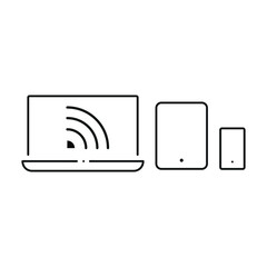 Computer and gadgets, line icon