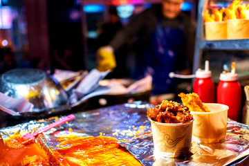 making some strret food in Seoul South Korea