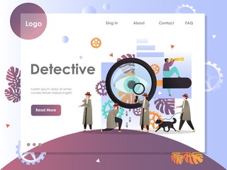 Detective vector website landing page design template