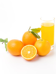 Fresh and delicious oranges and orange juice