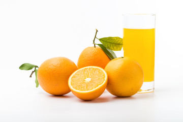 Fresh and delicious oranges and orange juice