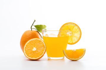 Fresh and delicious oranges and orange juice