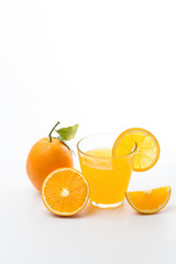 Fresh and delicious oranges and orange juice