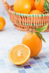 Fresh and delicious oranges and orange juice