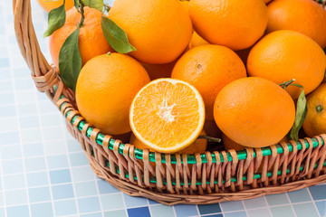 Fresh and delicious oranges and orange juice