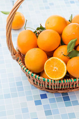 Fresh and delicious oranges and orange juice