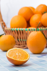 Fresh and delicious oranges and orange juice