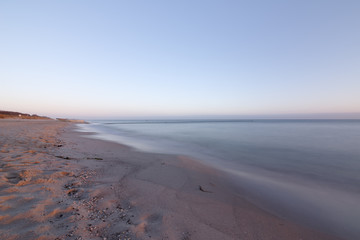 Sunrise on the beach of the Baltic Sea on the island of Usdeom, Germany