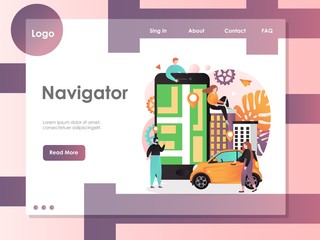 Fototapeta premium Navigator vector website landing page design template