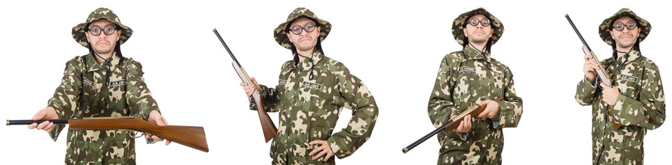 Fototapeta premium Funny soldier isolated on white 