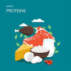 Useful proteins vector flat style design illustration
