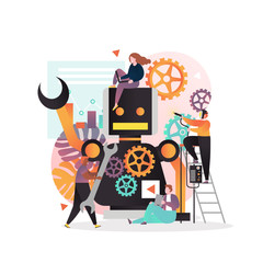 Robot creating vector concept for web banner, website page