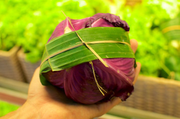 Vegetable wrapped in banana leaves