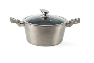 Pan with two handles on white