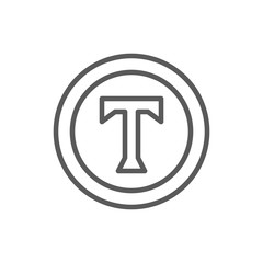 Text sign, copyright, author mark line icon.