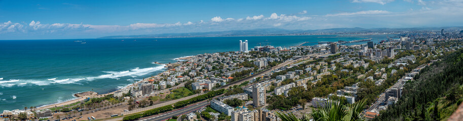 Panorama of Haifa city and bay