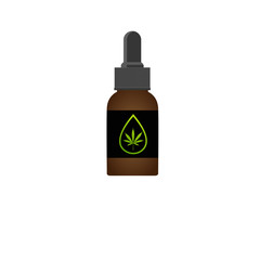 Realistic brown glass cannabis oil extracts in jars. Medical Marijuana logo on the label.
