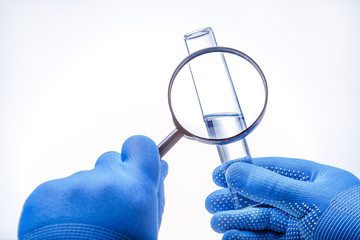 Water quality check concept. Research on the content of hazardous components and chemical elements....