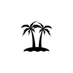 Palm tree on the island icon sign logo