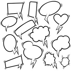 Set of empty comic speech bubbles. Design element for poster, card, banner, flyer. .