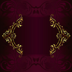 Vintage background mandala card with golden lace ornaments and art deco floral decorative elements