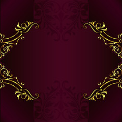 Vintage background mandala card with golden lace ornaments and art deco floral decorative elements