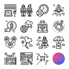 Naklejka premium digital nomad outline icons