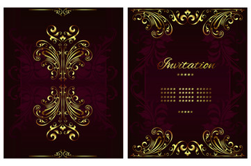 Vintage background mandala card with golden lace ornaments and art deco floral decorative elements