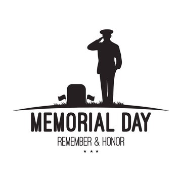 Memorial Day design with saluting soldier. USA patriotic illustration