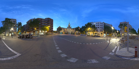 Fotografía 360 vista general del hospital de sant Pablo, Barcelona de noche. Ruta modernistA. 
