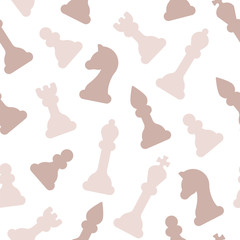 Seamless pattern with flat style chessmen. Suitable for wallpaper, wrapping or textile