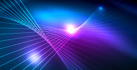 Color neon lights with waves abstract background