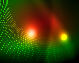 Neon circles abstract background