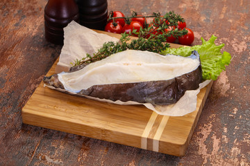 Raw wolffish steak