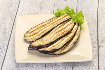 Grilled eggplant in the bowl