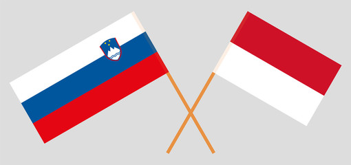 Indonesia and Slovenia. The Indonesian and Slovenian flags. Official colors. Correct proportion. Vector