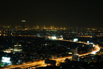Beautiful downtown night light at Bangkok Thailand.