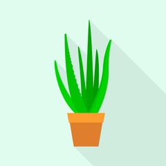 Aloe vera kitchen pot icon. Flat illustration of aloe vera kitchen pot vector icon for web design