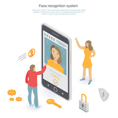 Face recognition concept background. Isometric illustration of face recognition vector concept background for web design