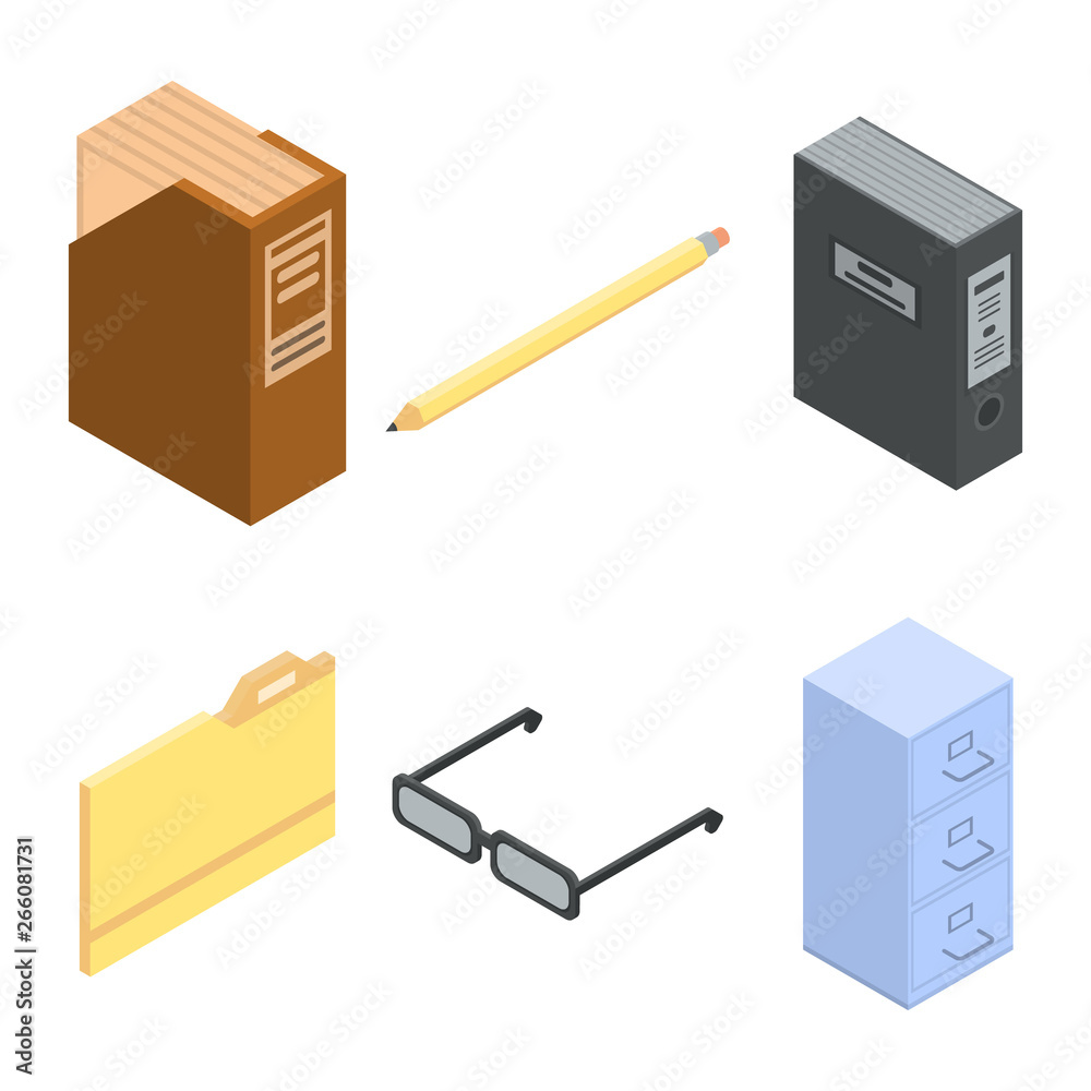 Poster archive icons set. isometric set of archive vector icons for web design isolated on white background