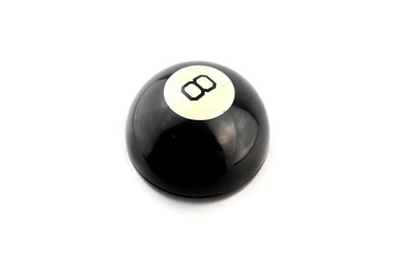 Pool ball black number eight on white background