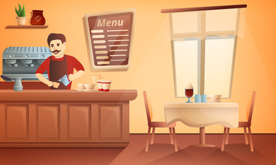 Barista restaurant concept banner. Cartoon illustration of barista restaurant vector concept banner for web design