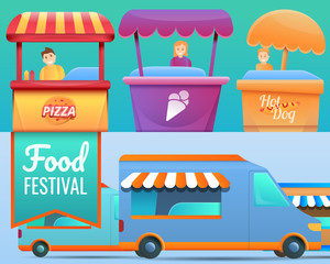 Food festival banner set. Cartoon illustration of food festival vector banner set for web design