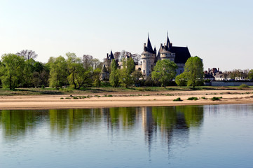Fototapeta na wymiar Sully sur Loire castle and Loire river